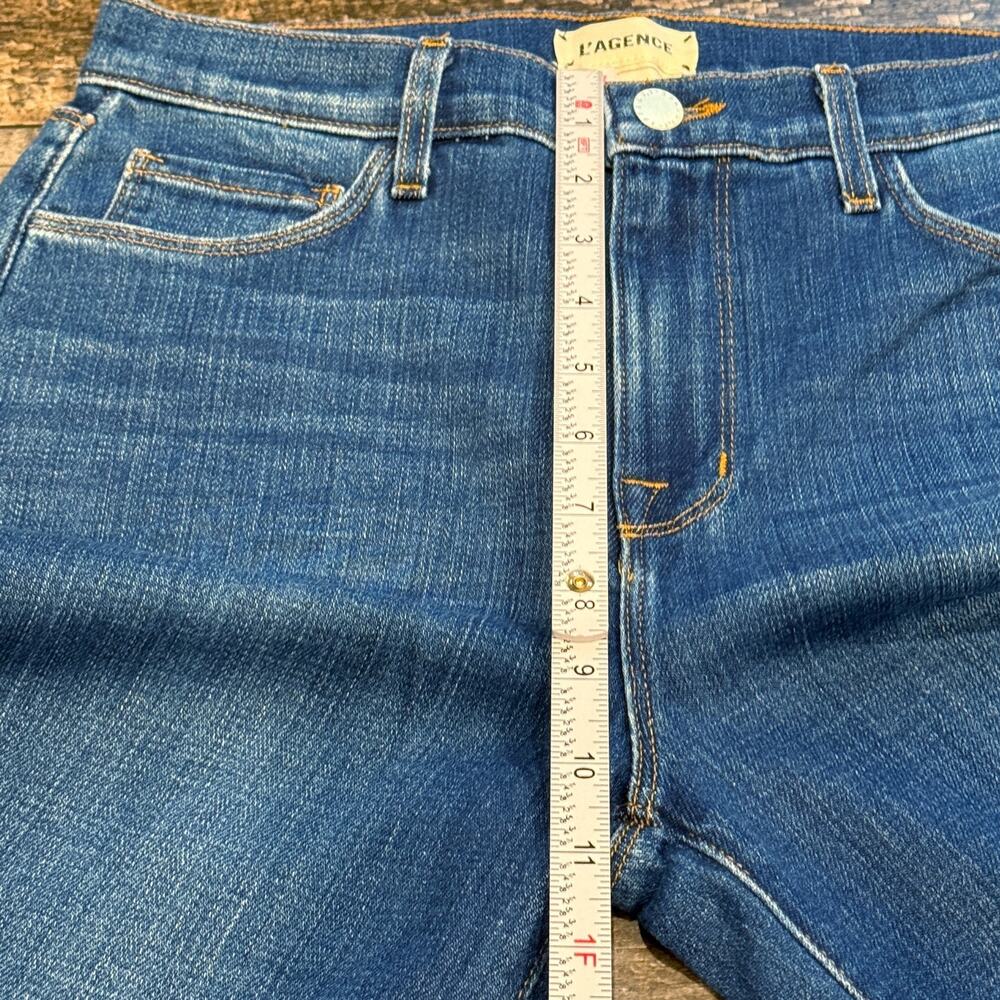 L'Agence Jeans Womens 27 Blue Sada Cropped‎ Slim Distressed Raw Hem Denim NEW - Picture 10 of 13